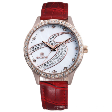 2015 mujeres de la venda de color rojo oscuro relojes para dama